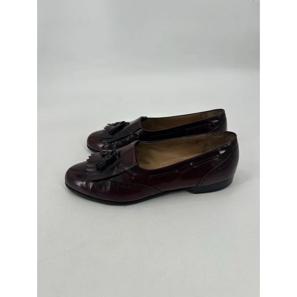 Salvatore Ferragamo Dark‎ Red Burgundy Wingtip Brogue Kiltie Tassel Loafers 10 D